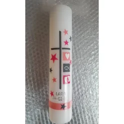 Taufkerze rosa / pink, für Mädchen, modern, 25 x 6 cm