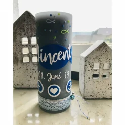 Taufkerze Rustik Junge Fisch