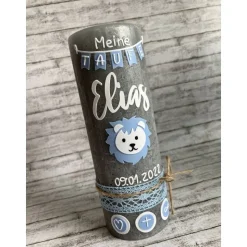 Taufkerze Rustik Junge Löwe