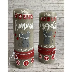 Taufkerze Rustik Maus