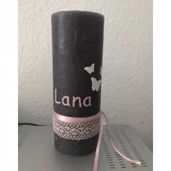 Taufkerze Rustik Mädchen Schmetterling