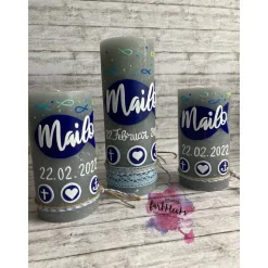 Taufkerze Rustik mit Patenkerzen