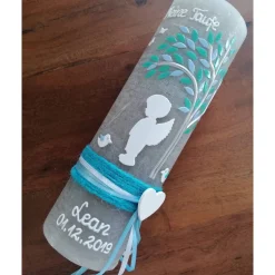 Taufkerze Rustikal Junge, Mädchen, Schutzengel, Engel