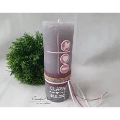 Taufkerze Rustikkerze Junge Blau-Gold - mit Fischen