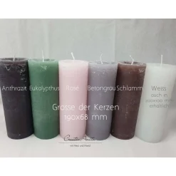 Taufkerze Rustikkerze Junge - mit Fischen Mint-Gold