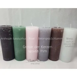 Taufkerze Rustikkerze Weiß mit Lebensbaum und christlichen Symbolen Roségold, Metallic Braun, Altrosa