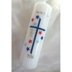 Taufkerze Sterne , maritim , 250x60mm