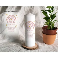 Taufkerze Sterne Regenbogen