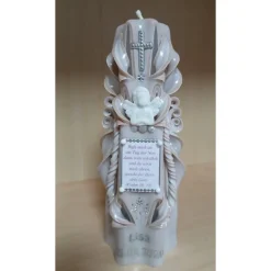 Taufkerze, Taufspruch , Schutzengel , Kreuz, hand geschnitzt, UNIKAT