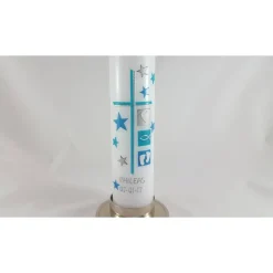 Taufkerze türkis silber, mit Sternen, mit oder ohne Kerzenständer bestellbar