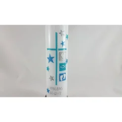 Taufkerze türkis silber, mit Sternen, mit oder ohne Kerzenständer bestellbar