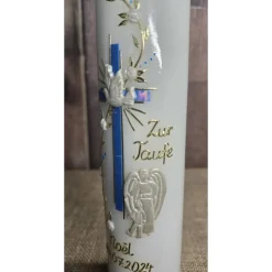 Taufkerze 30x6 - Holografisch - Engel Kind Taube - In verschiedenen Farben