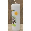 Taufkerze 20x7 - Regenbogen - Sonne -Baum-