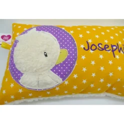 Taufkissen Ente - Süßes Entchen im Doodlekreis mit gesticktem Wunschnamen