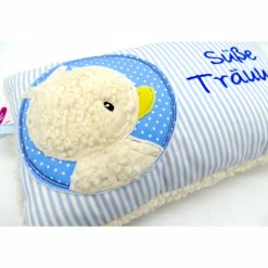 Taufkissen Ente - Süßes Entchen im Doodlekreis mit gesticktem Wunschnamen