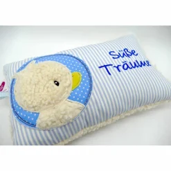 Taufkissen Ente - Süßes Entchen im Doodlekreis mit gesticktem Wunschnamen