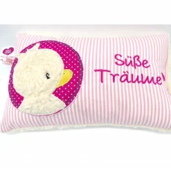 Taufkissen Ente - Süßes Entchen im Doodlekreis mit gesticktem Wunschnamen