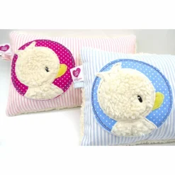 Taufkissen Ente - Süßes Entchen im Doodlekreis mit gesticktem Wunschnamen