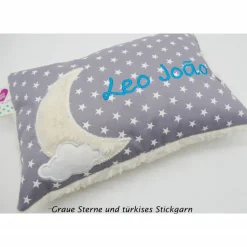 Taufkissen Geburtskissen - Schmusekissen Kissen mit Namen Mond Wolke Sterne