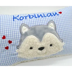 Taufkissen Kuschelkissen Kindergartenkissen Geburtsgeschenk Husky - Kleiner Wolf