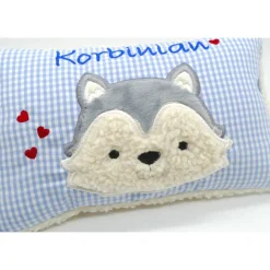 Taufkissen Kuschelkissen Kindergartenkissen Geburtsgeschenk Husky - Kleiner Wolf