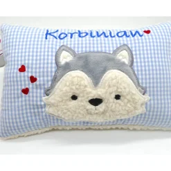 Taufkissen Kuschelkissen Kindergartenkissen Geburtsgeschenk Husky - Kleiner Wolf
