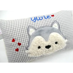 Taufkissen Kuschelkissen Kindergartenkissen Geburtsgeschenk Husky - Kleiner Wolf
