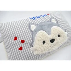 Taufkissen Kuschelkissen Kindergartenkissen Geburtsgeschenk Husky - Kleiner Wolf