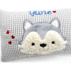 Taufkissen Kuschelkissen Kindergartenkissen Geburtsgeschenk Husky - Kleiner Wolf