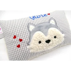 Taufkissen Kuschelkissen Kindergartenkissen Geburtsgeschenk Husky - Kleiner Wolf