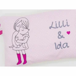 Taufkissen Kuschelkissen Kindergartenkissen Geburtsgeschenk Mädchen mit Hund