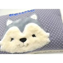 Taufkissen Kuschelkissen Kindergartenkissen Geburtsgeschenk Husky - Kleiner Wolf