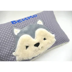 Taufkissen Kuschelkissen Kindergartenkissen Geburtsgeschenk Husky - Kleiner Wolf