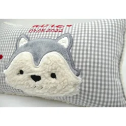 Taufkissen Kuschelkissen Kindergartenkissen Geburtsgeschenk Husky - Kleiner Wolf