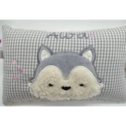Taufkissen Kuschelkissen Kindergartenkissen Geburtsgeschenk Husky - Kleiner Wolf