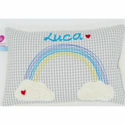 Taufkissen Regenbogen mit gesticktem Namen