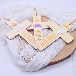 Taufkreuz | Kommunionkreuz | Holzkreuz mit Gravur | Geschenk Taufe | Konfirmation | Geschenk Kommunion | Geschenk für Mä