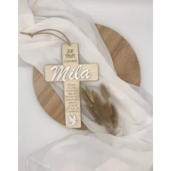 Taufkreuz aus Holz I Kommunionkreuz I personalisierte Geschenkidee zur Taufe, Kommunion, Firmung oder Konfirmation