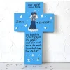Taufkreuz für Jungen personalisiert – Handbemaltes Holzkreuz mit Taufspruch, individuelles Taufgeschenk