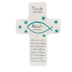 Taufkreuz Holzkreuz Kinderkreuz Fisch zur Taufe/Geburt/Kommunion