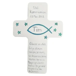 Taufkreuz Holzkreuz Kinderkreuz Fisch zur Taufe/Geburt/Kommunion