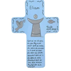 Taufkreuz Holzkreuz Kinderkreuz mit christlichem Motiv  zur Taufe/Geburt/Kommunion
