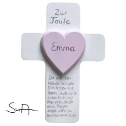 Taufkreuz Holzkreuz Kinderkreuz  Herz 3-D zur Taufe/Geburt/Kommunion