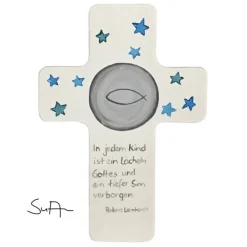 Taufkreuz Holzkreuz Kinderkreuz mit christlichem Motiv  zur Taufe/Geburt/Kommunion