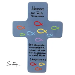 Taufkreuz Holzkreuz Kinderkreuz mit christlichem Motiv  zur Taufe/Geburt/Kommunion