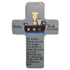 Taufkreuz Kinderkreuz Holzkreuz "Arche" grau zur Geburt Taufe