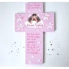 Taufkreuz Mädchen personalisiert – handbemaltes Holzkreuz als einzigartiges Taufgeschenk mit Schutzengel & Wunschtext