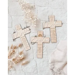 Taufkreuz personalisiert mit Taufspruch, Taufe, Taufgeschenk, Geschenk zur Taufe, Holzkreuz, Personalisiertes Kreuz