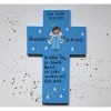 Taufkreuz personalisiert – Handbemaltes Holzkreuz mit Schutzengel & Spruch als Taufgeschenk für Jungen