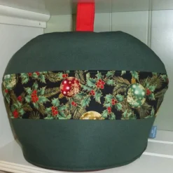 Teacosy weihnachtlich, Teekannen-Wärmer mit edler Weihnachts-Borte
